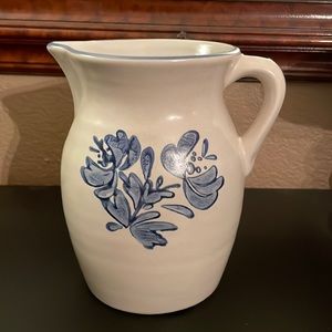 Pfaltzgraff pitcher with blue floral accent